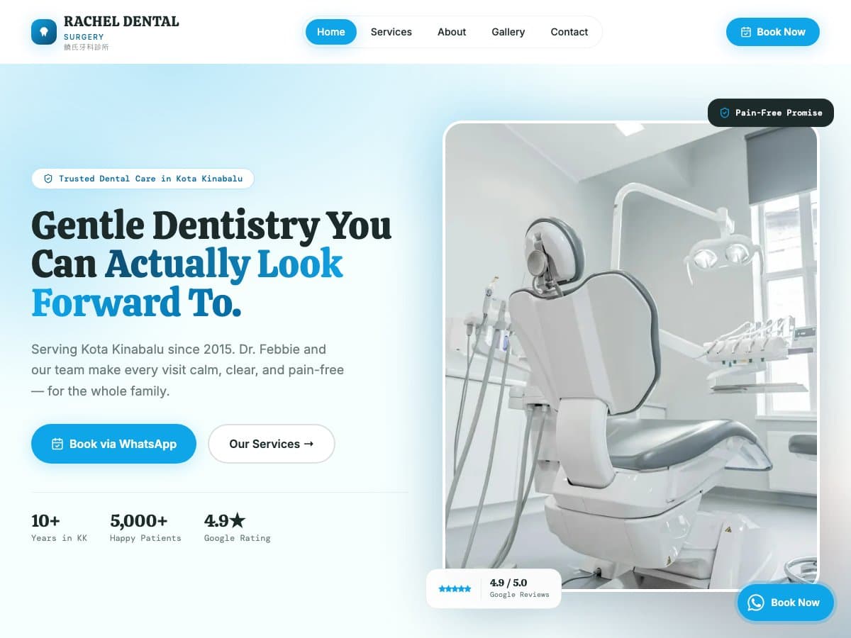 Rachel Dental Surgery — Healthcare website built by SUNDAY2SUNDAY