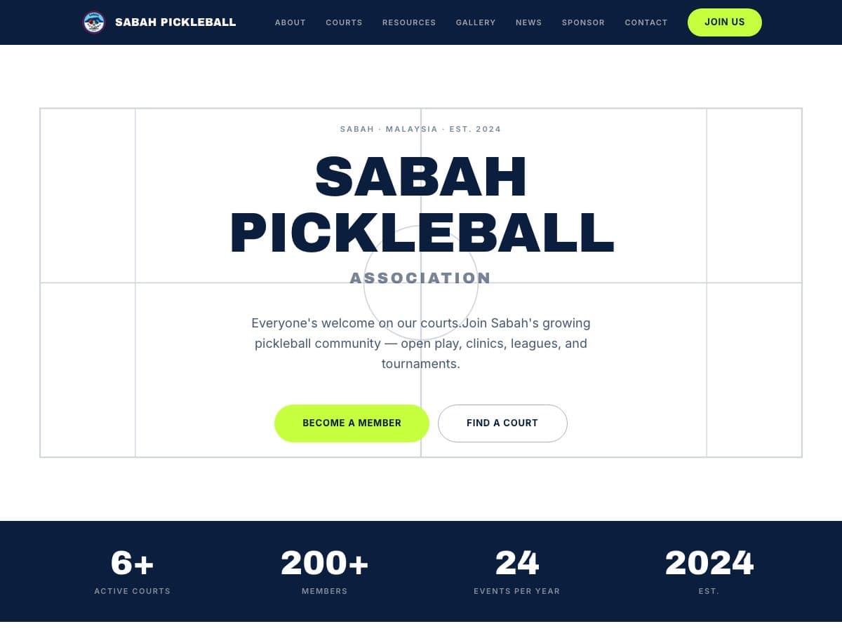 Sabah Pickleball Association — Community / Sports website built by SUNDAY2SUNDAY