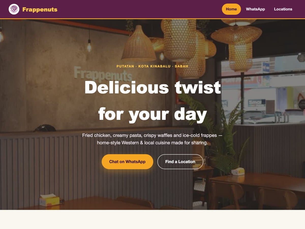Frappenuts — F&B / Café website built by SUNDAY2SUNDAY