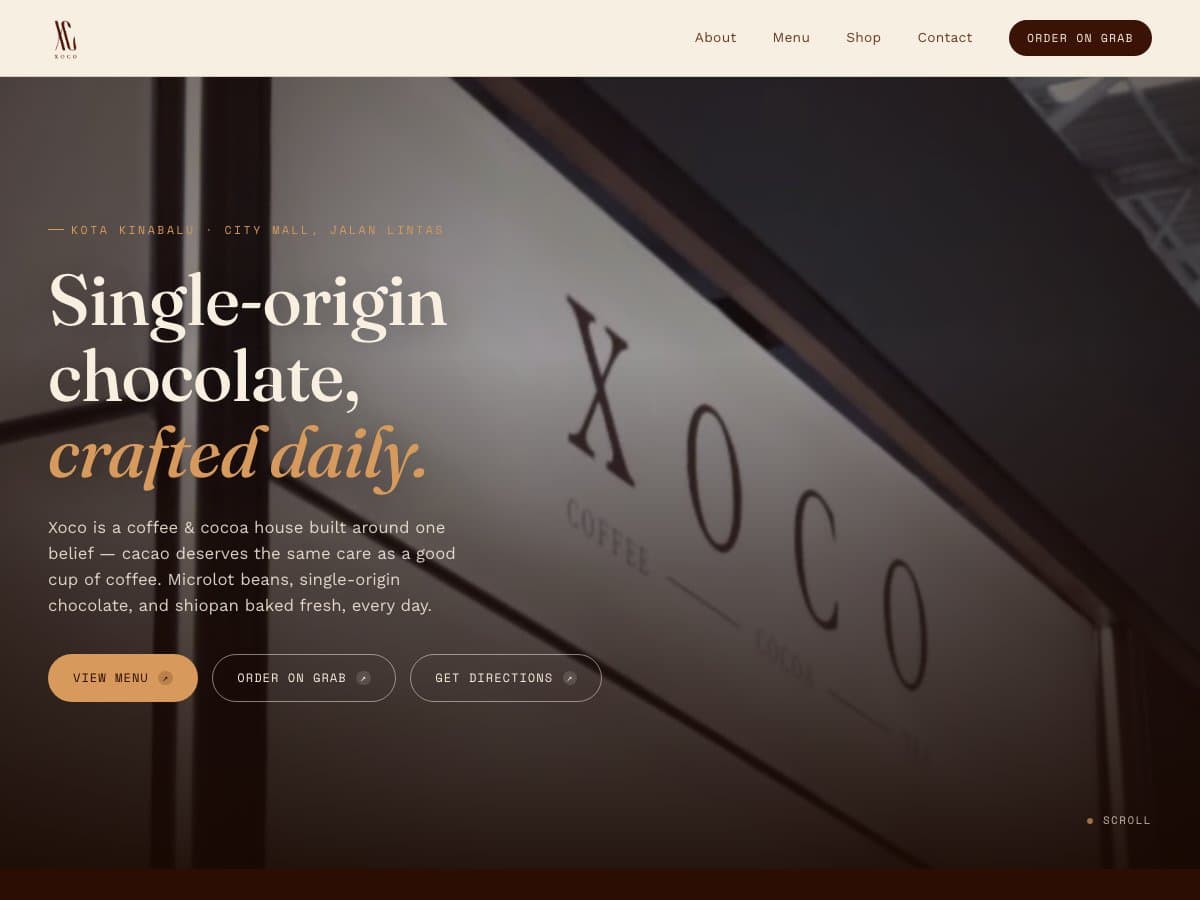 Xoco — F&B / Café website built by SUNDAY2SUNDAY